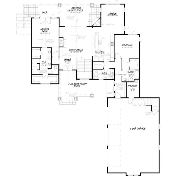 Craftsman House Plan First Floor - Croft Manor Traditional Home 155D-0001 - Search House Plans and More