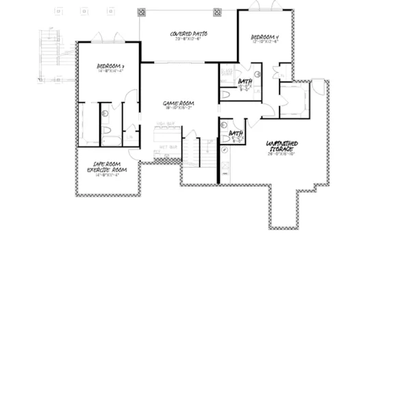 Craftsman House Plan Lower Level Floor - Croft Manor Traditional Home 155D-0001 - Search House Plans and More