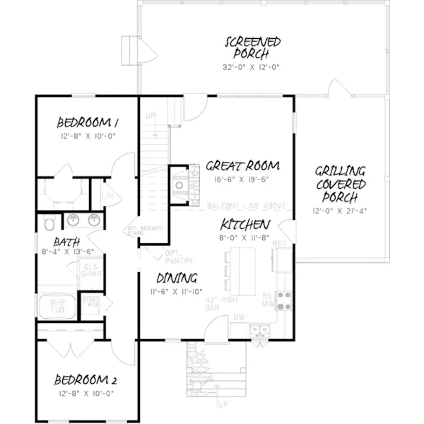 Shingle House Plan First Floor - Lindsey Landing Rustic Home 155D-0002 - Shop House Plans and More