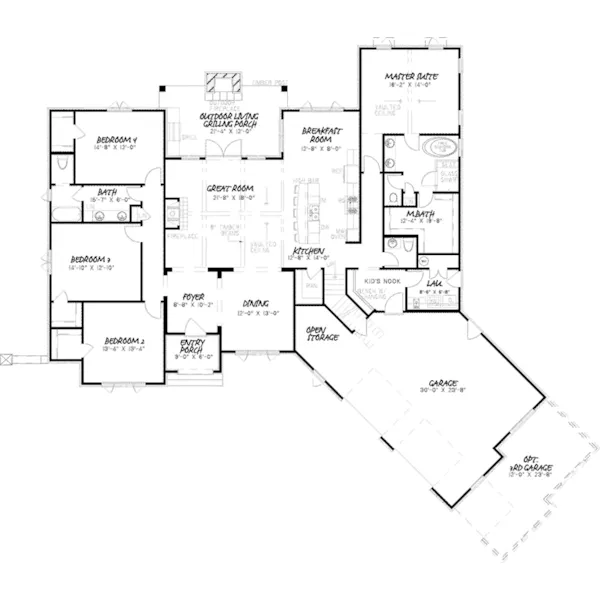 European House Plan First Floor - Highfield Manor European Home 155D-0003 - Search House Plans and More