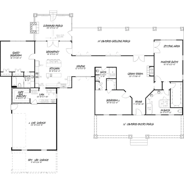 Country House Plan First Floor - Summer Breeze Craftsman Home 155D-0004 - Shop House Plans and More