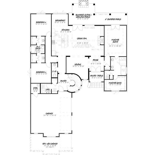 Luxury House Plan First Floor - Ivy Cottage European Home 155D-0007 - Search House Plans and More