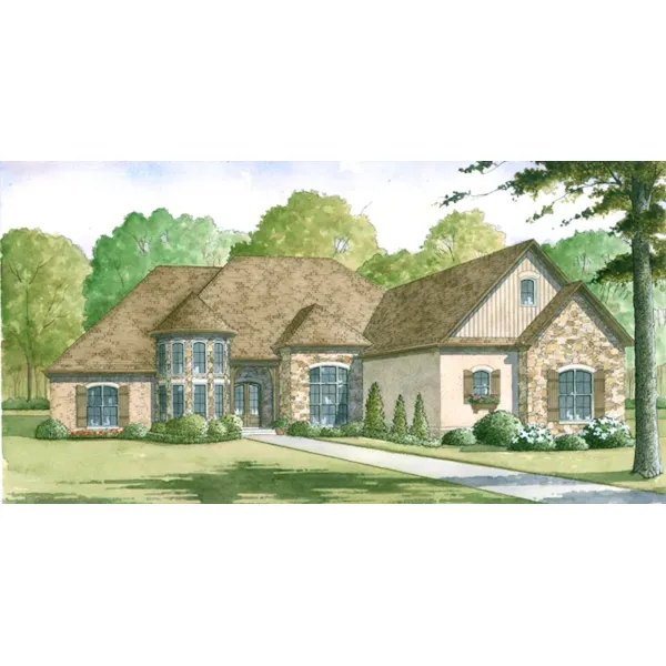 European House Plan Front of Home - Croft European Ranch Home 155D-0008 - Search House Plans and More