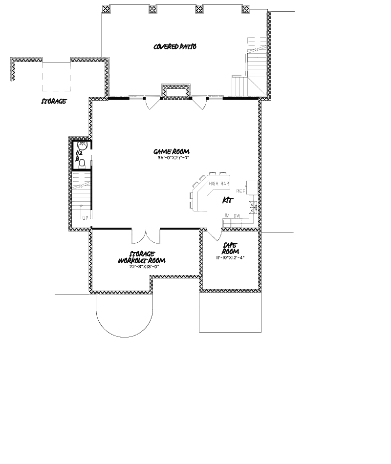 Ranch House Plan Lower Level Floor - Croft European Ranch Home 155D-0008 - Search House Plans and More