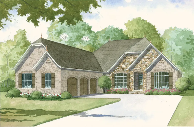Country French House Plan Front of Home - Huntcliff Manor European Home 155D-0009 - Search House Plans and More