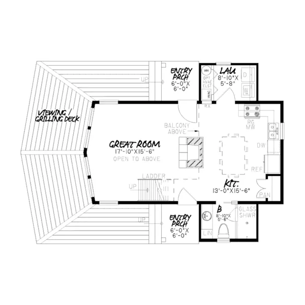 Florida House Plan First Floor - Flyaway Retreat Vacation Home 155D-0011 - Search House Plans and More