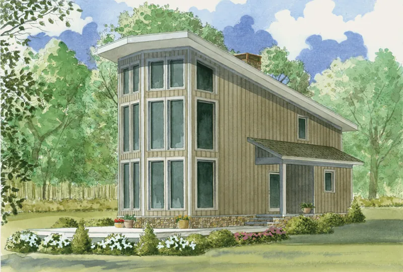 Sunbelt House Plan Front of Home - Flyaway Retreat Vacation Home 155D-0011 - Search House Plans and More