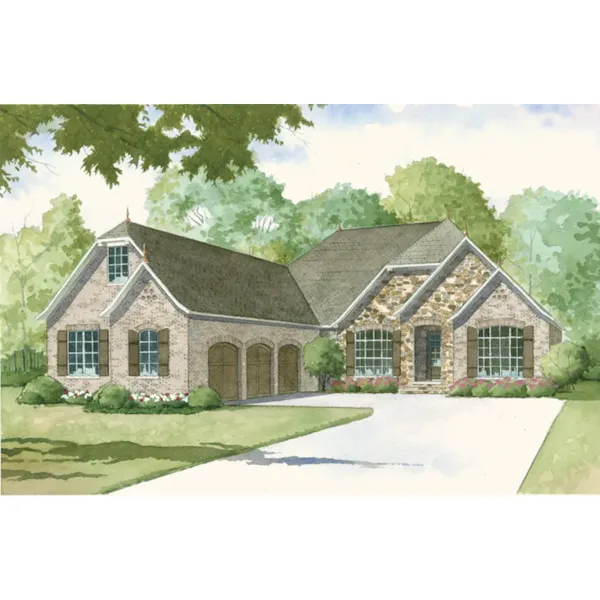 Country French House Plan Front of Home - Huntcliff Cottage Ranch Home 155D-0013 - Search House Plans and More