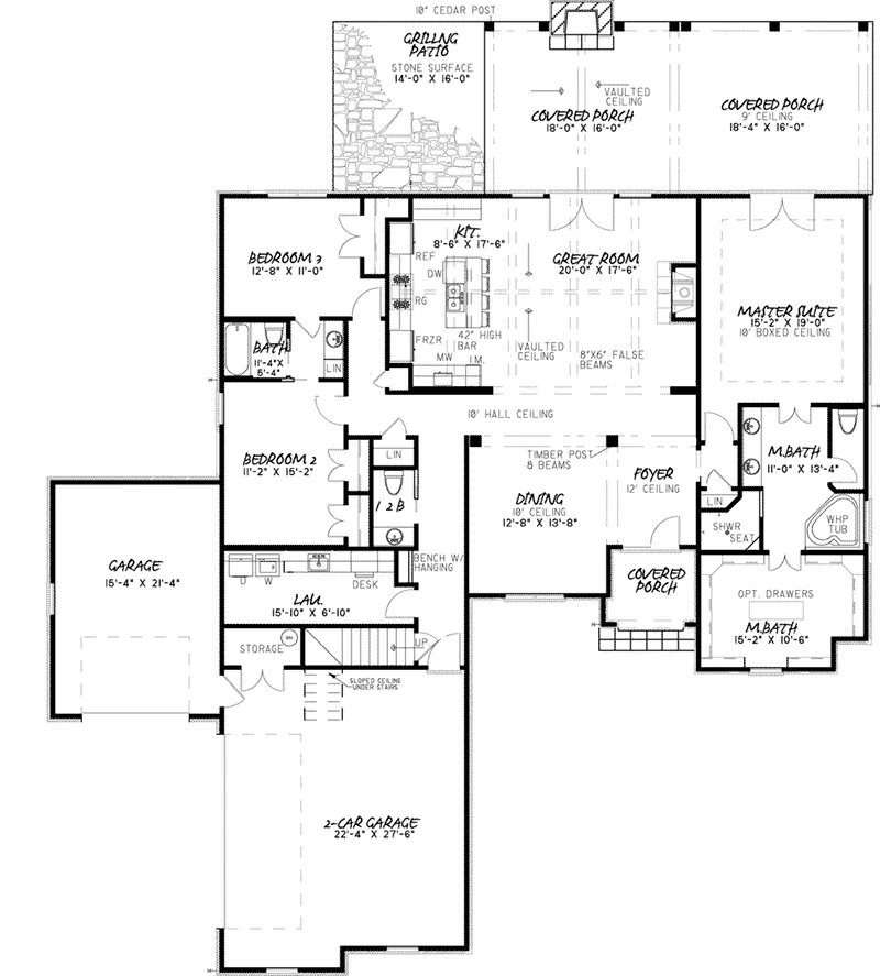European House Plan First Floor - Augustine Place Ranch Home 155D-0015 - Search House Plans and More