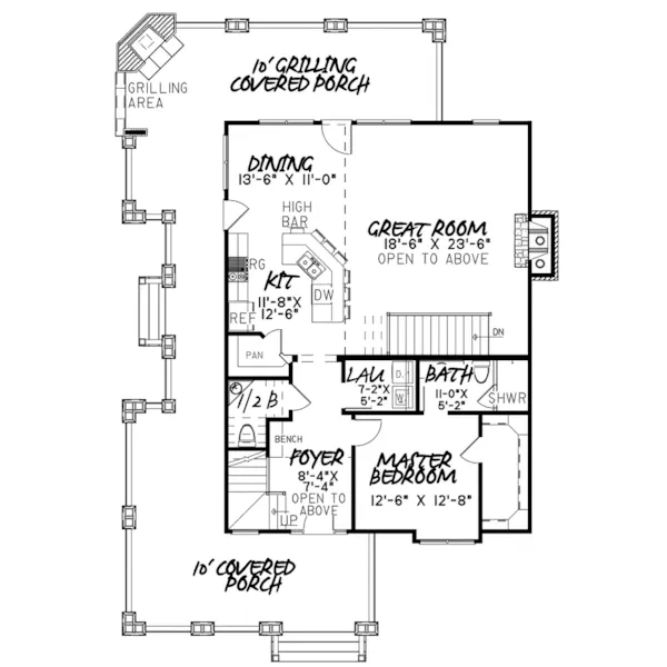 Acadian House Plan First Floor - Appalachian Trail Rustic Home 155D-0016 - Search House Plans and More