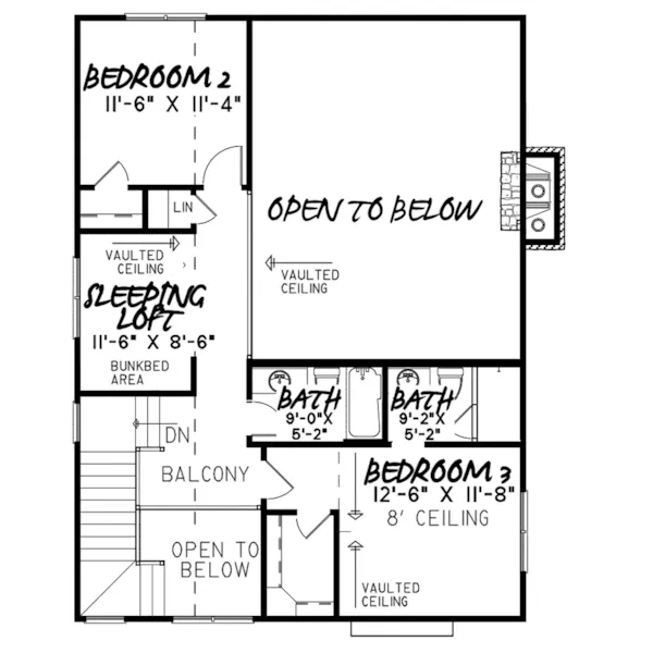 Acadian House Plan Second Floor - Appalachian Trail Rustic Home 155D-0016 - Search House Plans and More