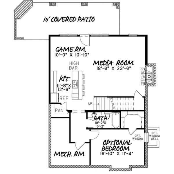 Acadian House Plan Lower Level Floor - Appalachian Trail Rustic Home 155D-0016 - Search House Plans and More