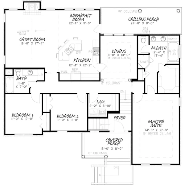 First Floor - Scenic Heights Country Home 155D-0024 - Shop House Plans and More