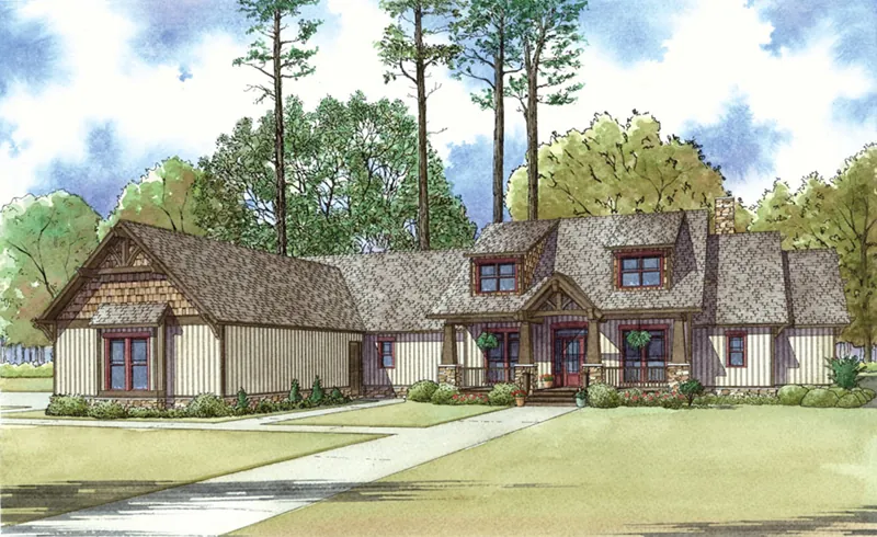 Rustic House Plan Front of Home - Osage View Ranch Home 155D-0026 - Shop House Plans and More