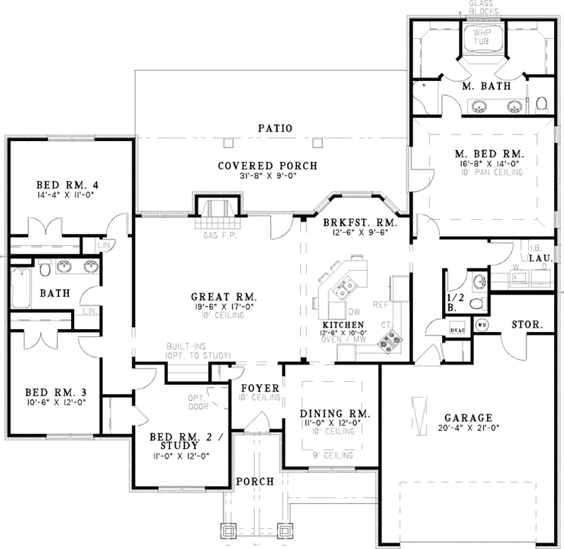 Traditional House Plan First Floor - Patton Chase Rustic Ranch Home 155D-0030 - Shop House Plans and More