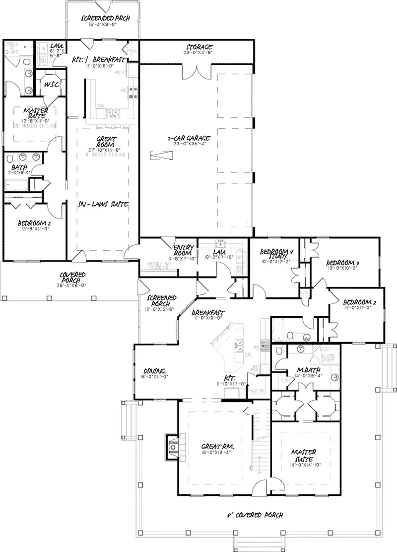Southern House Plan First Floor - Lewis Spring Country Home 155D-0031 - Shop House Plans and More