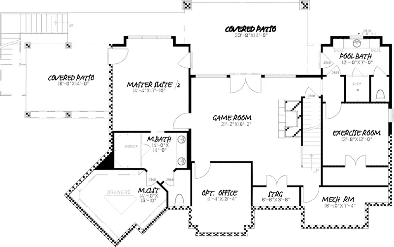 Traditional House Plan Lower Level Floor - Seidel Rustic Craftsman Home 155D-0032 - Shop House Plans and More