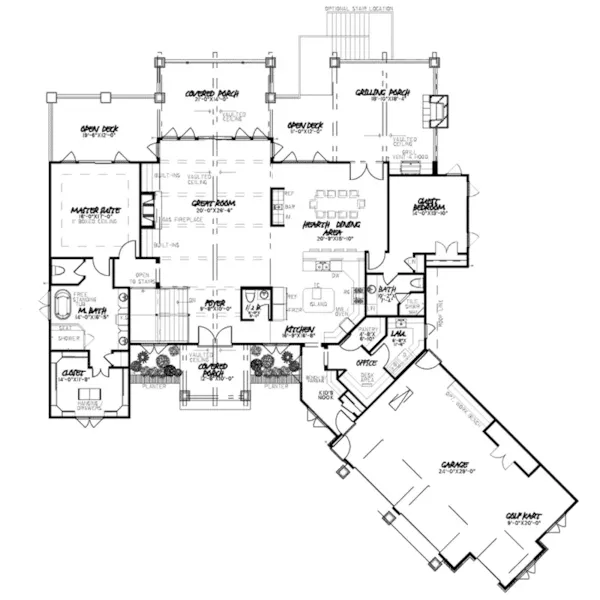 Vacation House Plan First Floor - Crane Cove Craftsman Home 155D-0035 - Search House Plans and More