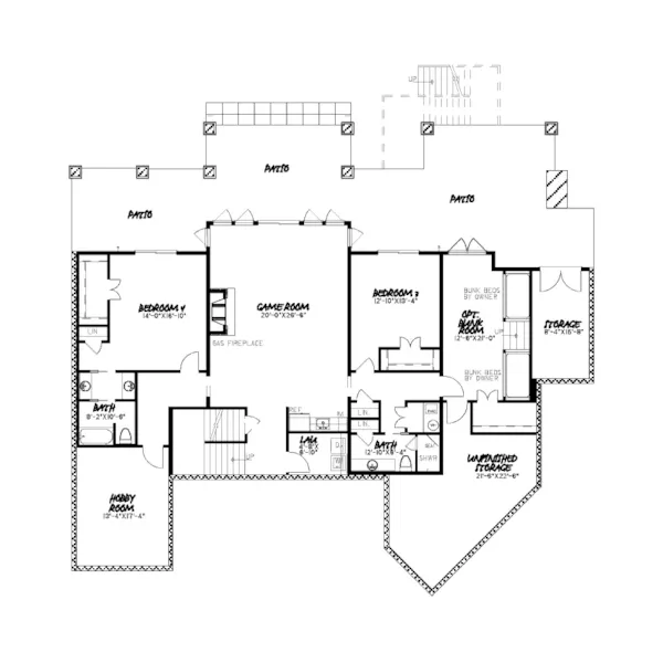 Vacation House Plan Lower Level Floor - Crane Cove Craftsman Home 155D-0035 - Search House Plans and More