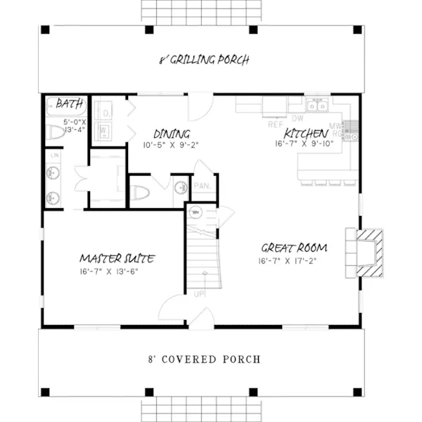 Traditional House Plan First Floor - Foley Creek Rustic Cabin Home 155D-0037 - Search House Plans and More