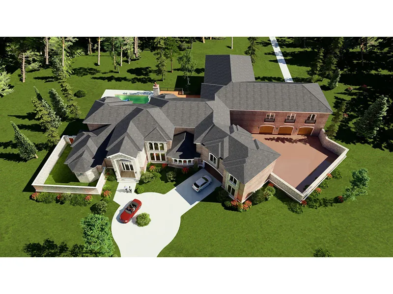 Traditional House Plan Aerial View Photo 01 - Patton Manor Luxury Home 155D-0038 - Shop House Plans and More