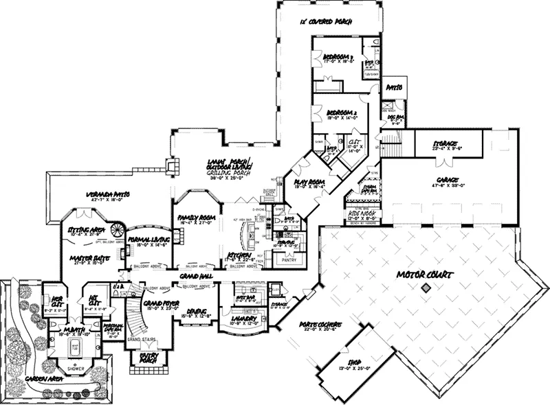 Traditional House Plan First Floor - Patton Manor Luxury Home 155D-0038 - Shop House Plans and More