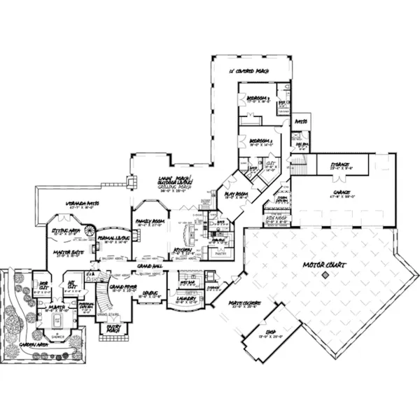 Luxury House Plan First Floor - Patton Manor Luxury Home 155D-0038 - Shop House Plans and More