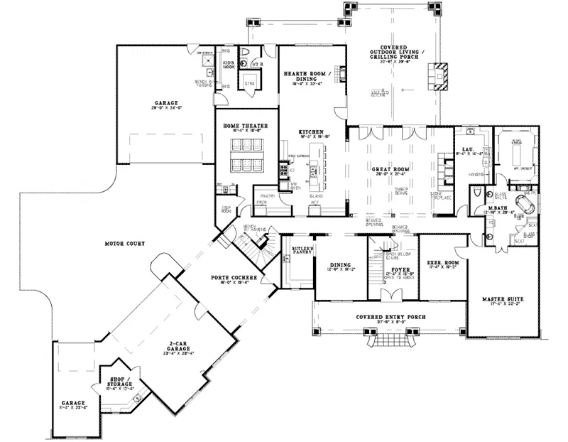 Country House Plan First Floor - Pierce Place Luxury Home 155D-0042 - Shop House Plans and More