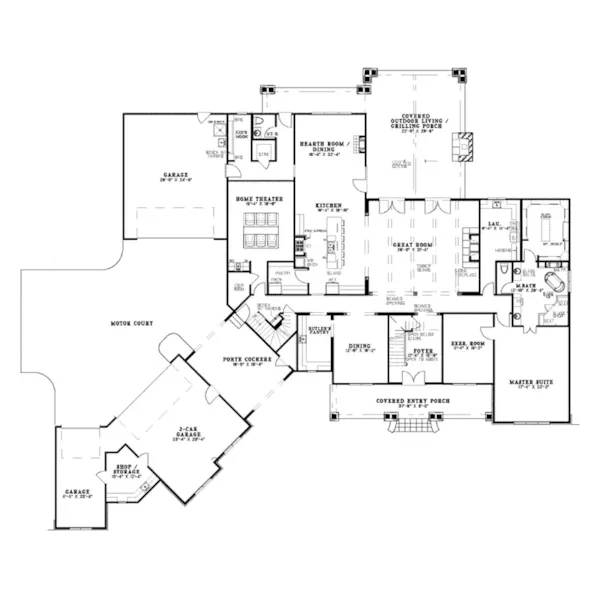 Country House Plan First Floor - Pierce Place Luxury Home 155D-0042 - Shop House Plans and More