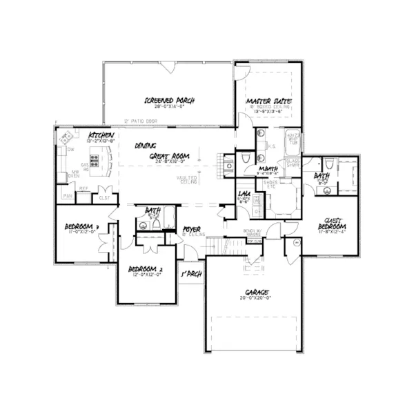 Traditional House Plan First Floor - Potter Creek Ranch Home 155D-0043 - Shop House Plans and More