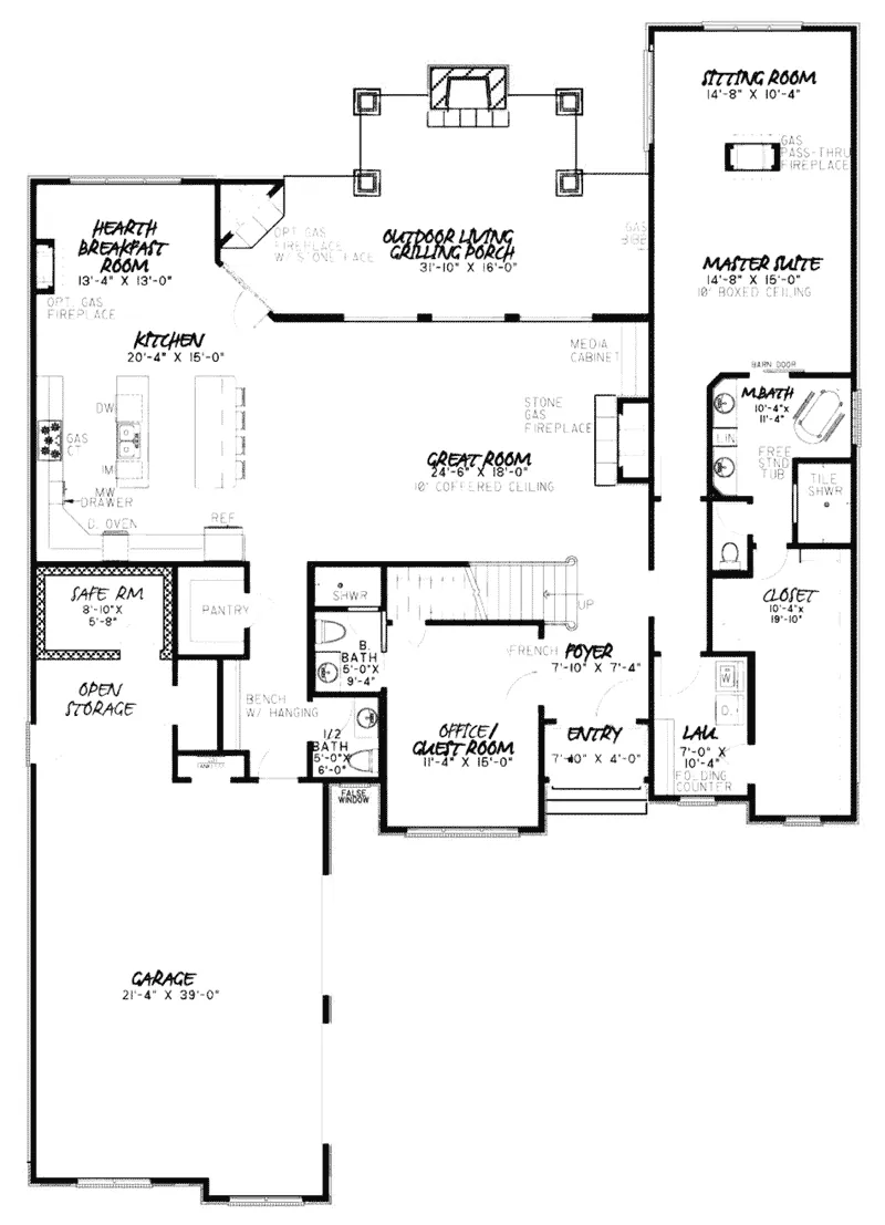 Country House Plan First Floor - Sedgewick European Home 155D-0045 - Shop House Plans and More