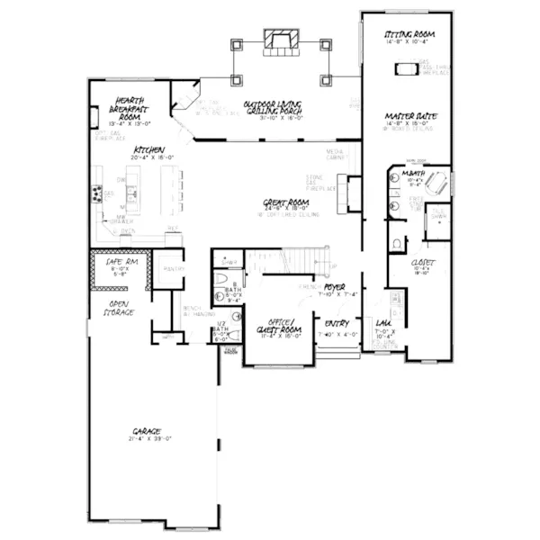 Luxury House Plan First Floor - Sedgewick European Home 155D-0045 - Shop House Plans and More