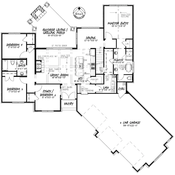 Ranch House Plan First Floor - Ascot Downs European Home 155D-0050 - Search House Plans and More