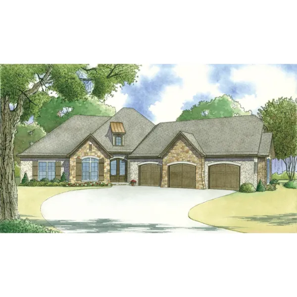 Ranch House Plan Front of Home - Ascot Downs European Home 155D-0050 - Search House Plans and More