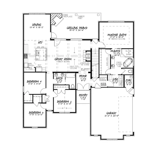 European House Plan First Floor - Vanderwal European Home 155D-0054 - Shop House Plans and More