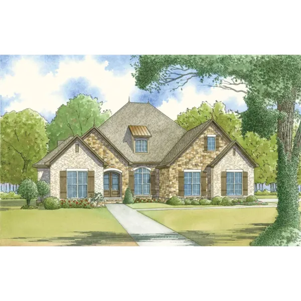 Country French House Plan Front of Home - Devereaux Way Ranch Home 155D-0056 - Search House Plans and More