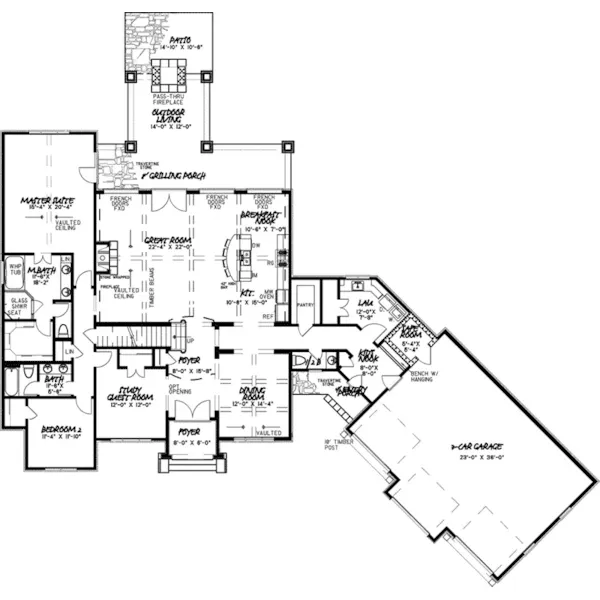 Rustic House Plan First Floor - Redmond Place Luxury Home 155D-0061 - Shop House Plans and More