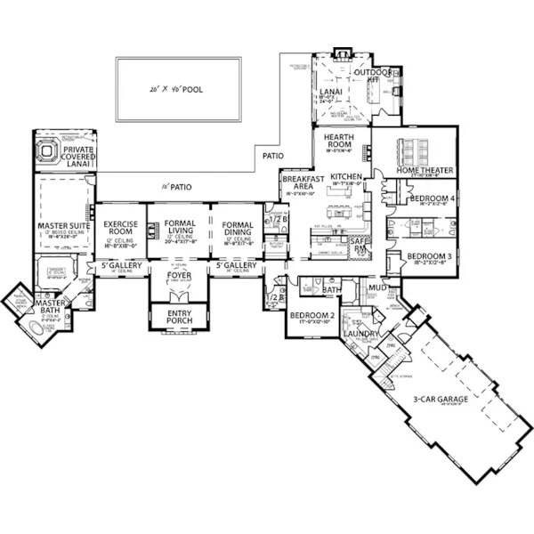 Traditional House Plan First Floor - Landauer Place Luxury Home 155D-0062 - Shop House Plans and More