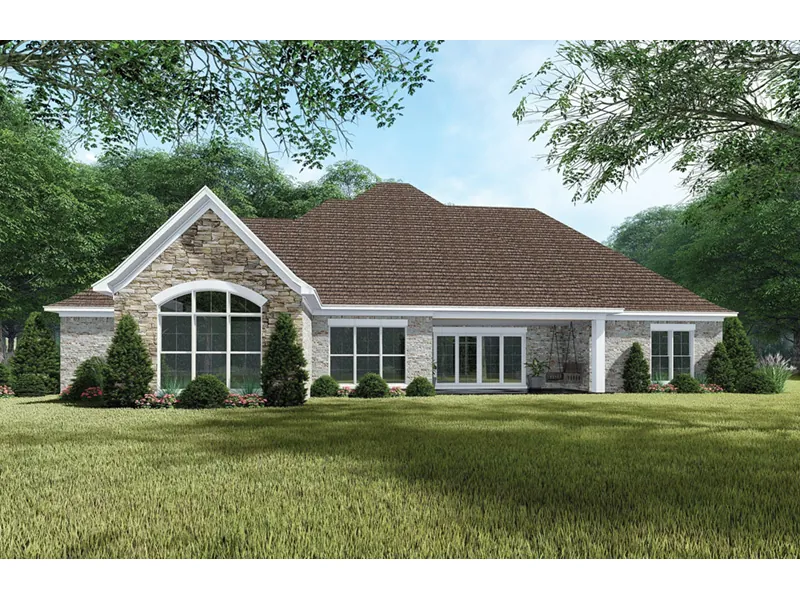 Ranch House Plan Rear Photo 01 - Crescent Manor European Home 155D-0065 - Search House Plans and More