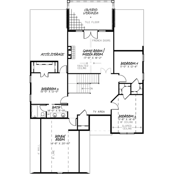 English Cottage House Plan Second Floor - Wallington Tudor Home 155D-0067 - Shop House Plans and More