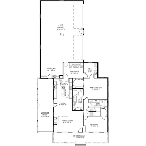 Country House Plan First Floor - Walker Farm Country Home 155D-0068 - Shop House Plans and More