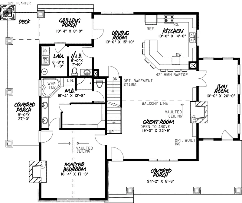 Arts & Crafts House Plan First Floor - Verde River Rustic Home 155D-0069 - Shop House Plans and More