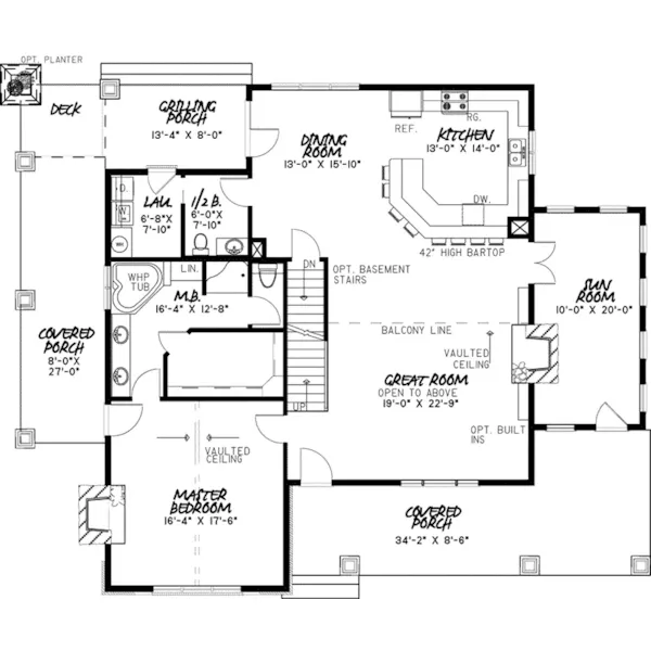 Craftsman House Plan First Floor - Verde River Rustic Home 155D-0069 - Shop House Plans and More