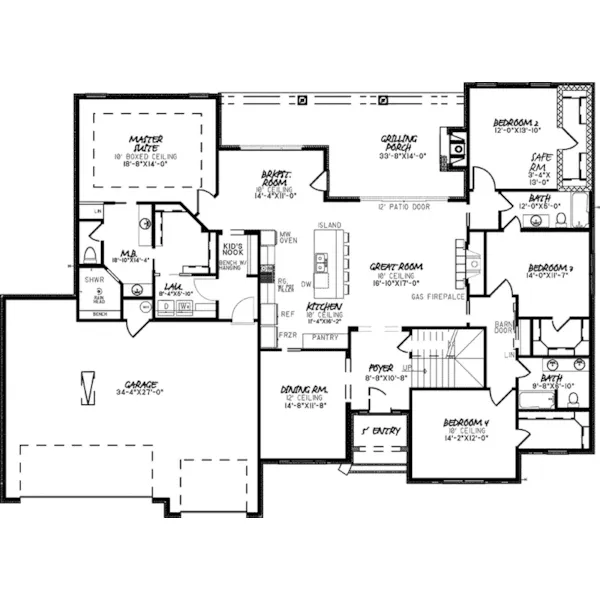 Traditional House Plan First Floor - Spearson Traditional Home 155D-0072 - Shop House Plans and More