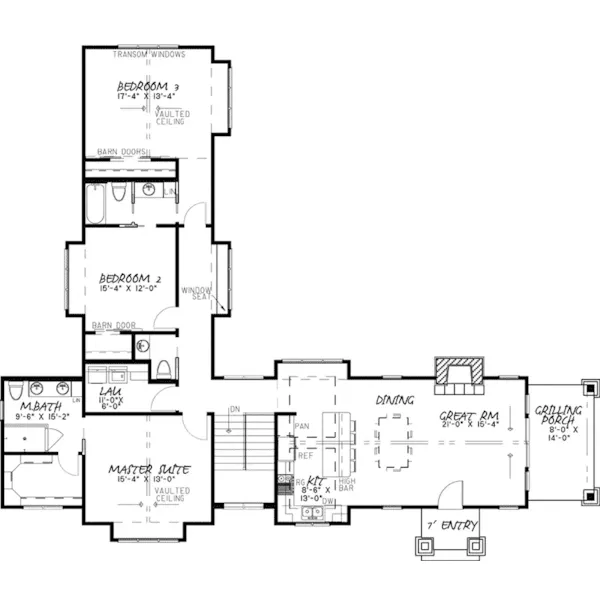 Waterfront House Plan First Floor - Morgan Pass Rustic Home 155D-0077 - Shop House Plans and More