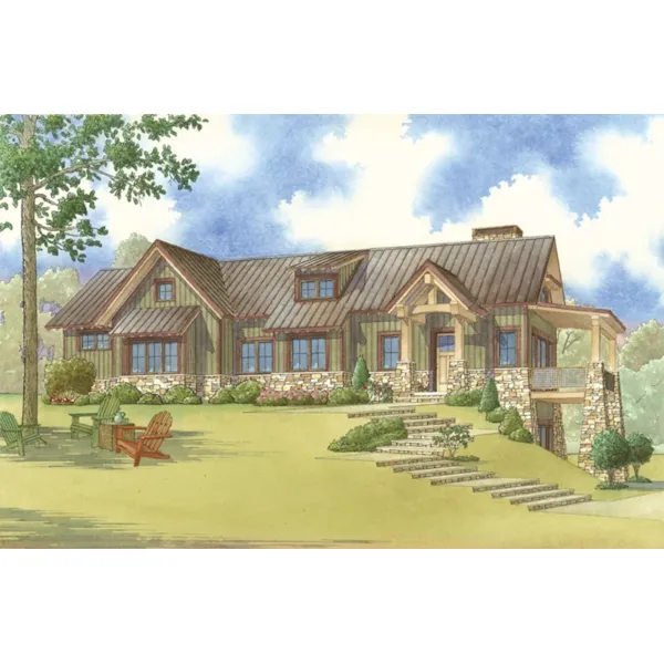 Waterfront House Plan Front of Home - Morgan Pass Rustic Home 155D-0077 - Shop House Plans and More