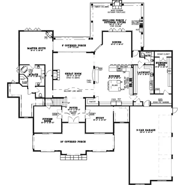 English Cottage House Plan First Floor - Mitchell Place Luxury Home 155D-0078 - Shop House Plans and More