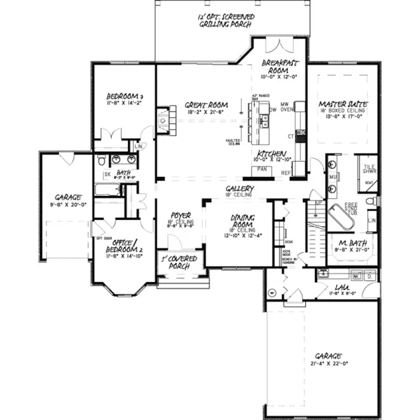 Arts & Crafts House Plan First Floor - Lacole Place European Home 155D-0079 - Shop House Plans and More