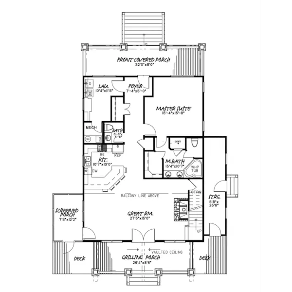 Arts & Crafts House Plan First Floor - Needham Mill Country Farmhouse 155D-0090 - Shop House Plans and More