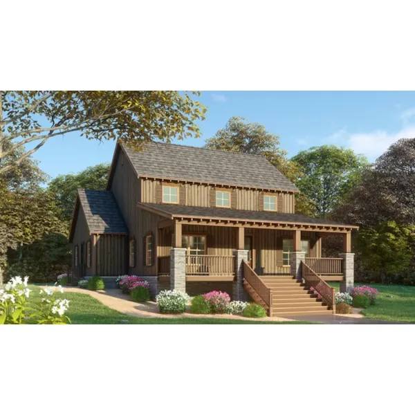 Arts & Crafts House Plan Front of Home - Needham Mill Country Farmhouse 155D-0090 - Shop House Plans and More